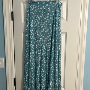 Floral Teal Maxi Skirt